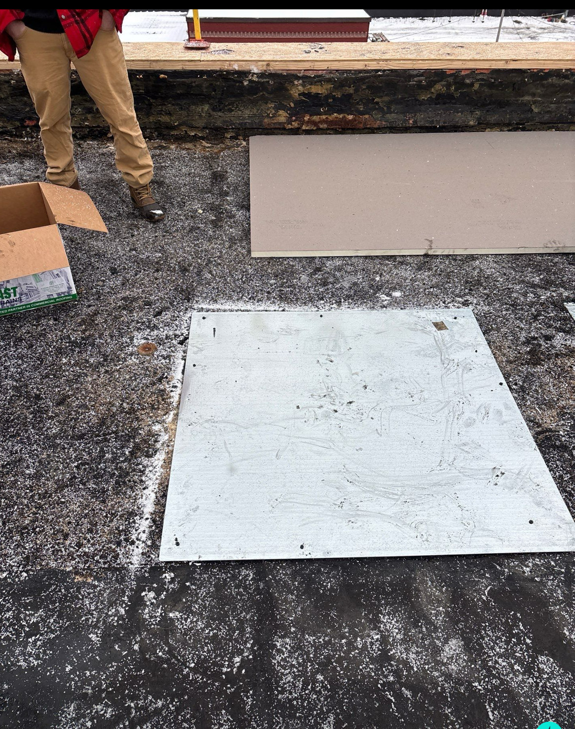 The upper roof looking toward the lower roof